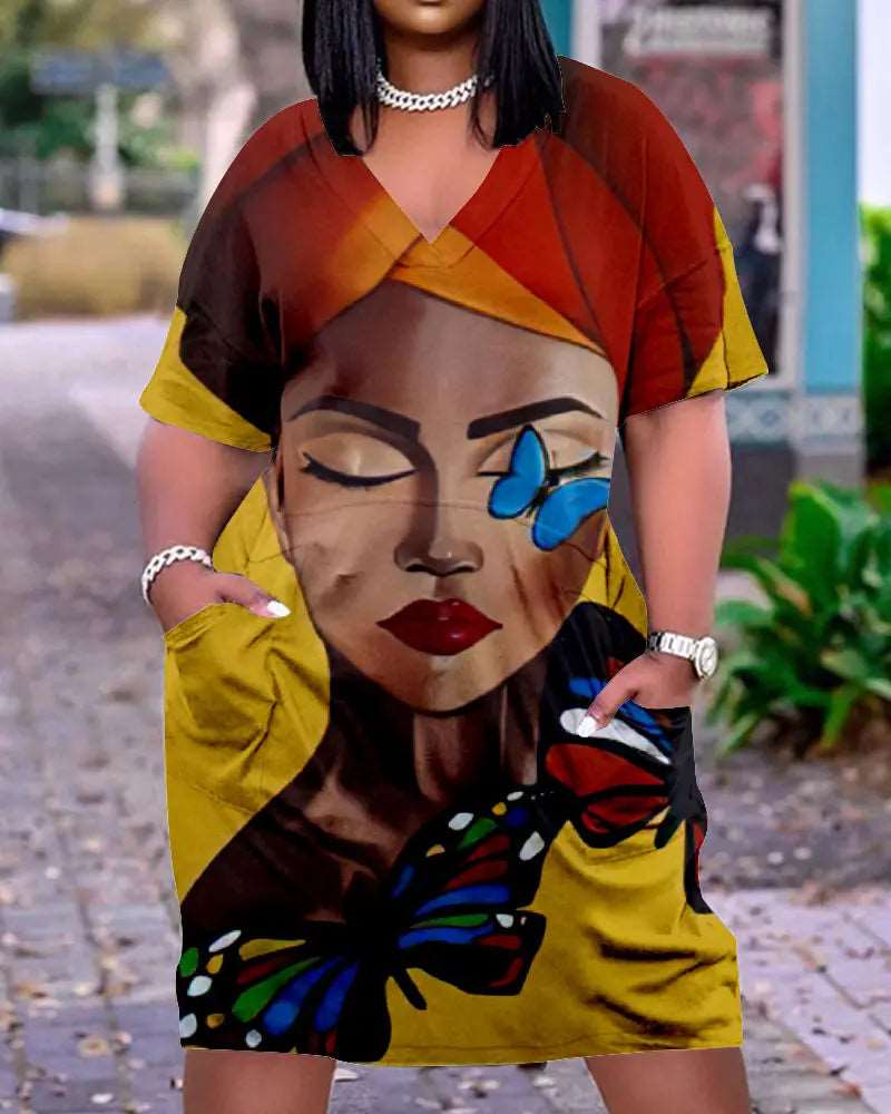 Plus size sales butterfly print dress