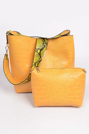 SNAKESKIN PRINT HANDBAG WITH WALLET