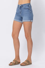 LADIES HIGH RISE CUFFED JEAN SHORTS