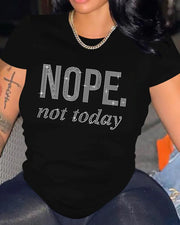 Short Sleeve Rhinestone Letter Pattern T-shirt