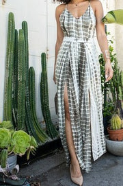 CHIC TIE DYE SPLIT LEG JUMPSUIT