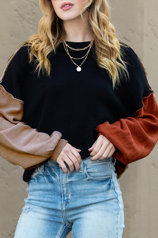 Embrace Modern Femininity and Chic Style: Outfit Ideas with the Color Block Cotton Knit Sweater for Timeless Wardrobe Elegance