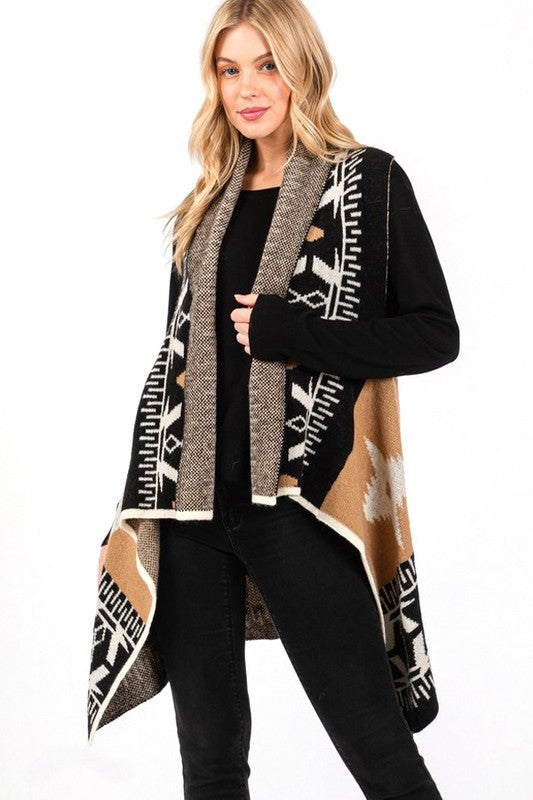 Unveil Modern Femininity in Winter Fashion: Sophisticated Outfit Ideas and Fashion Tips with the Chic Aztec Pattern Winter Vest