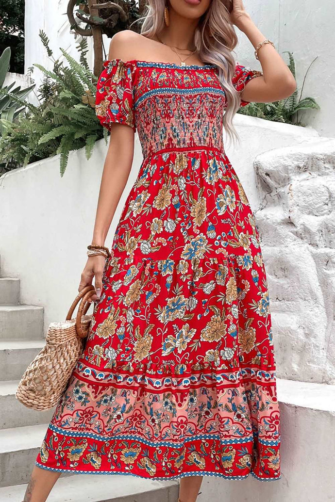 Embrace Everyday Elegance with Modern Femininity: 10 Chic Fashion Tips for Styling a Floral Off-Shoulder Smocked Midi Dress