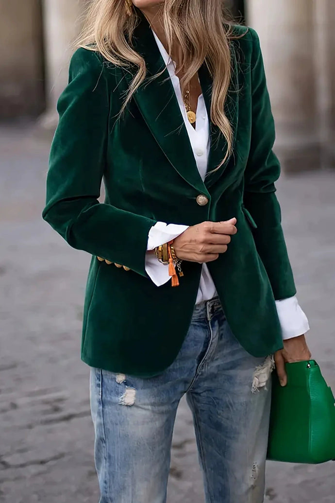 Embrace Modern Femininity with the Lapel Collar One Button Blazer: Timeless Wardrobe Essentials for Elegant Style and Summer Chic Fashion