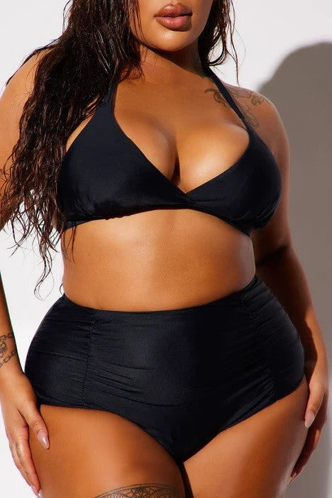 Discover the Pinnacle of Modern Femininity: Elegant Style and Sophisticated Looks with a Two Piece High Waist Ruched Front Ensemble