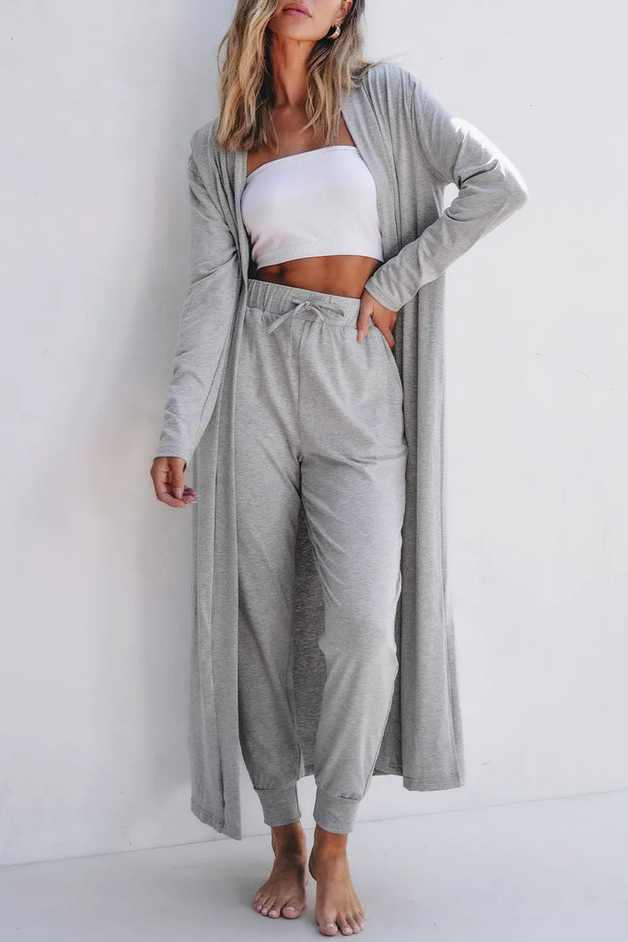 Unveiling Modern Femininity: Effortless Elegant Style with the Open Front Long Sleeve Cardigan and Pants Lounge Set for Everyday Chic Fashion and Sophisticated Wardrobe Elevation