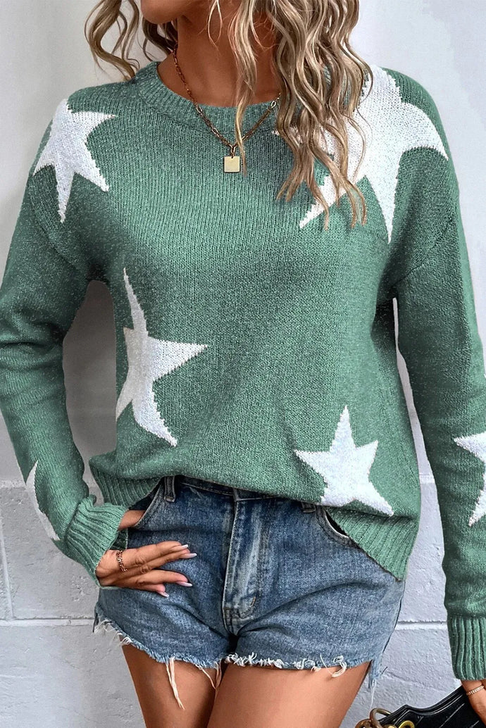 Modern Femininity in Boutique Fashion: Styling the Star Round Neck Dropped Shoulder Sweater for Sophisticated Looks and Chic Date Night Fashion