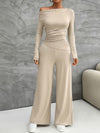 Long Sleeve Top and Wide Leg Pants Set