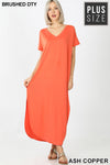 PLUS SIZE V-NECK MAXI DRESS