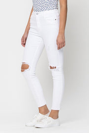 LADIES HIGH RISE DISTRESS ANKLE SKINNY JEANS