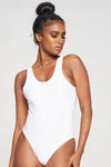 WHITE BACKLESS ONE PIECE SWIMSUIT