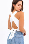 LADIES SUMMER CROP TOP W/BACK CRISS CROSS