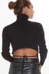 LADIES OPEN BACK TURTLENECK TOP