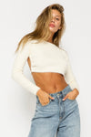 FUZZY OPEN BACK CROPPED SWEATER