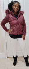 QUILTED JACKET WITH COZY SWEATER SLEEVES