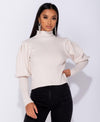 LADIES PUFF FITTED SWEATER